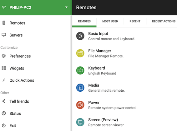 приложение Unified Remote на Android приложение Unified Remote на Android
