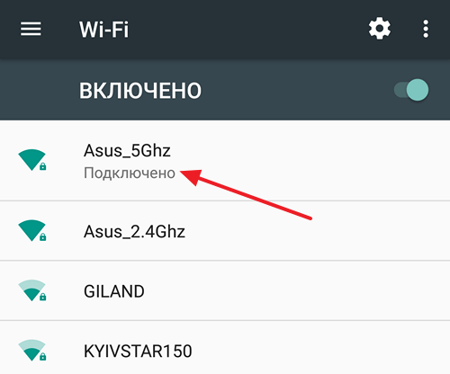 wi-fi сеть подключена