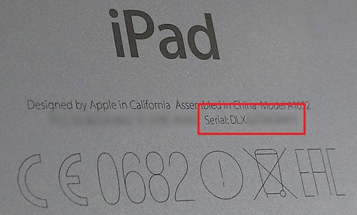 серийный номер на корпусе iPad